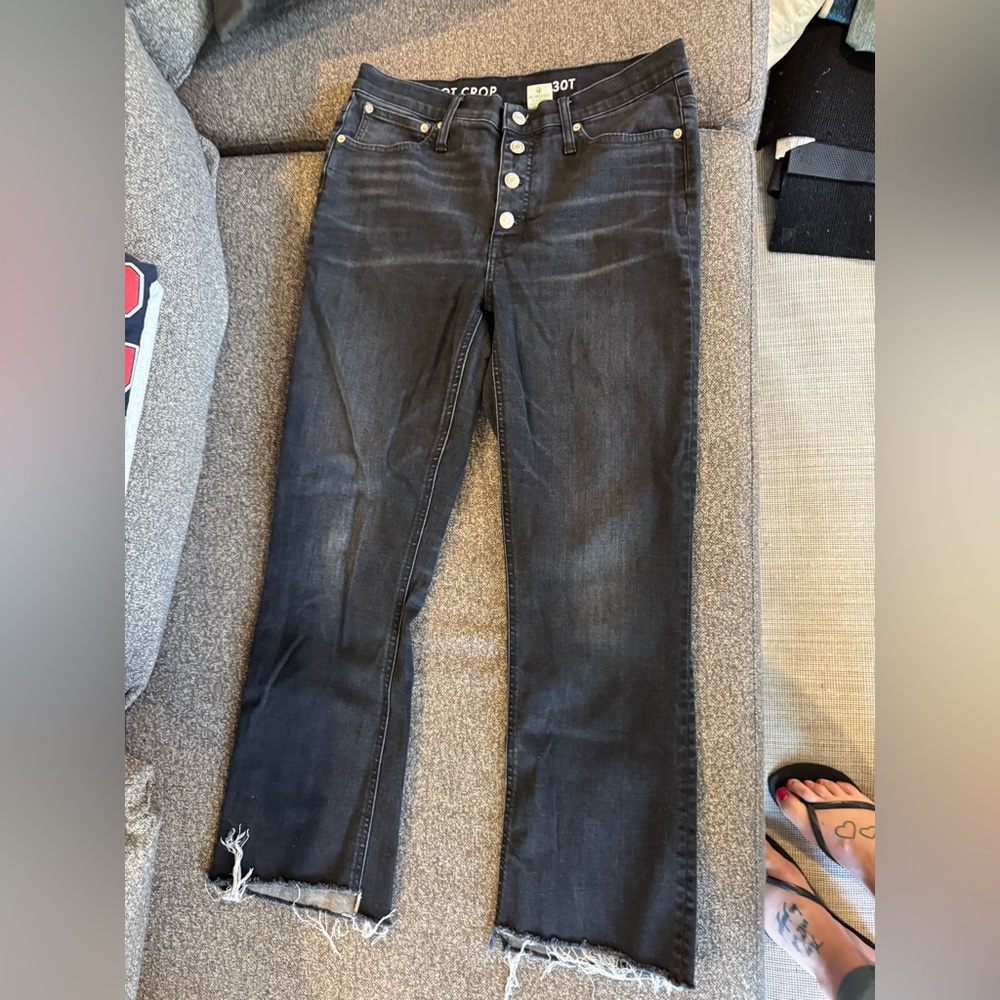 J. Crew Black Boot Crop Button-Fly Jeans